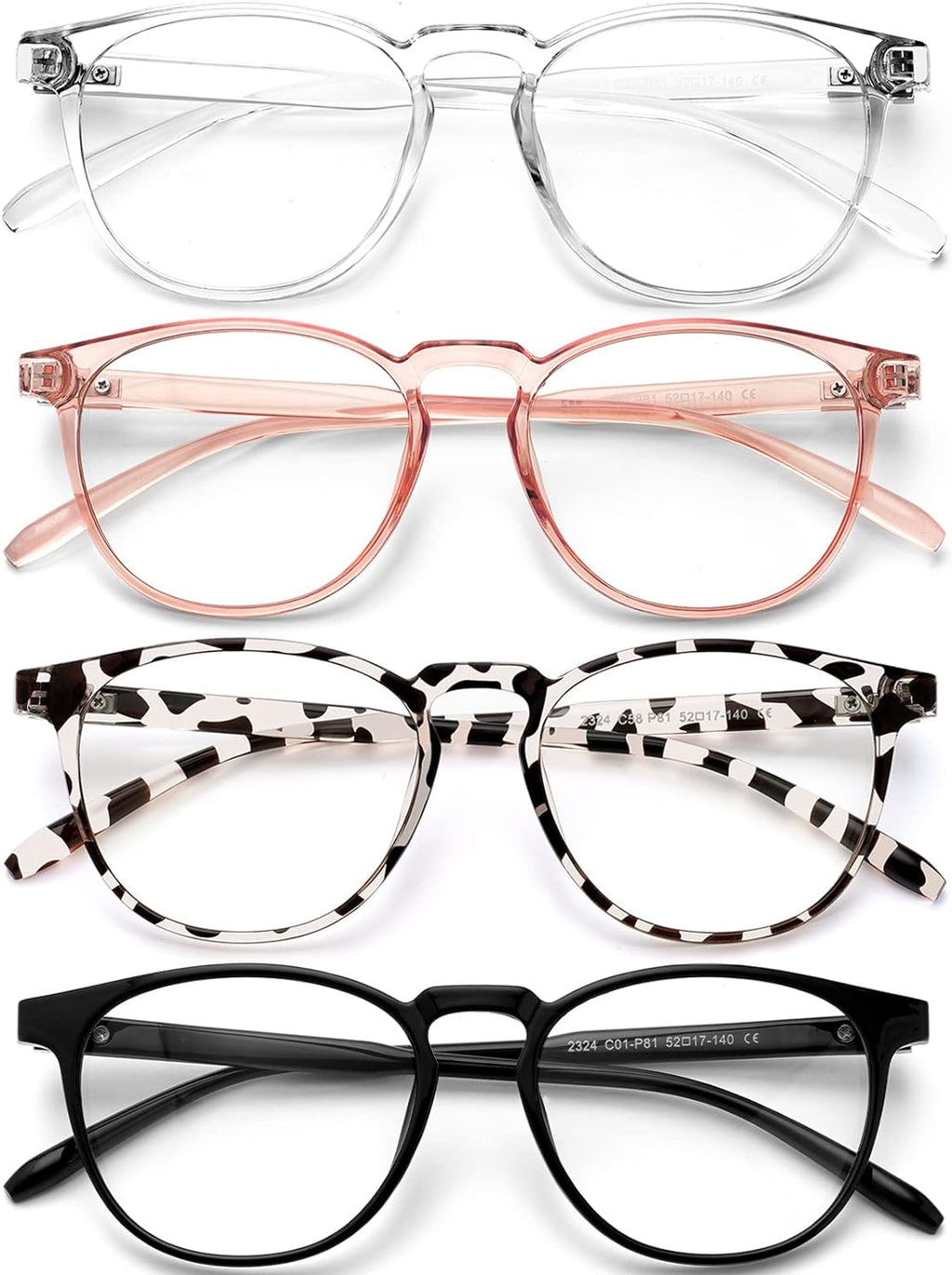 Blue Light Blocking Glasses for Women/Men - 4Pack Computer Reading/Gaming/Tv/Phones Glasses anti UV Glare Eyestrain