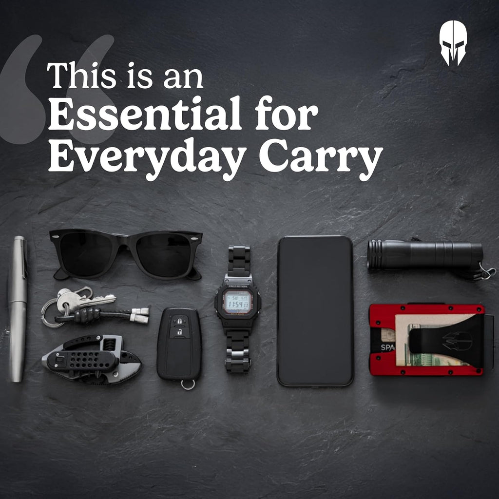 Military Minimalist Wallet - Slim Tactical RFID Blocking Aluminum Metal Credit Card Holder with Money Clip for Men (Army Green)