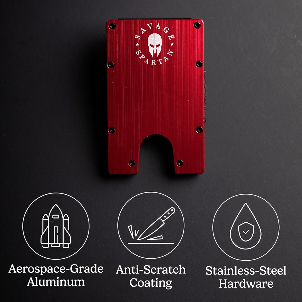 Military Minimalist Wallet - Slim Tactical RFID Blocking Aluminum Metal Credit Card Holder with Money Clip for Men (Army Green)